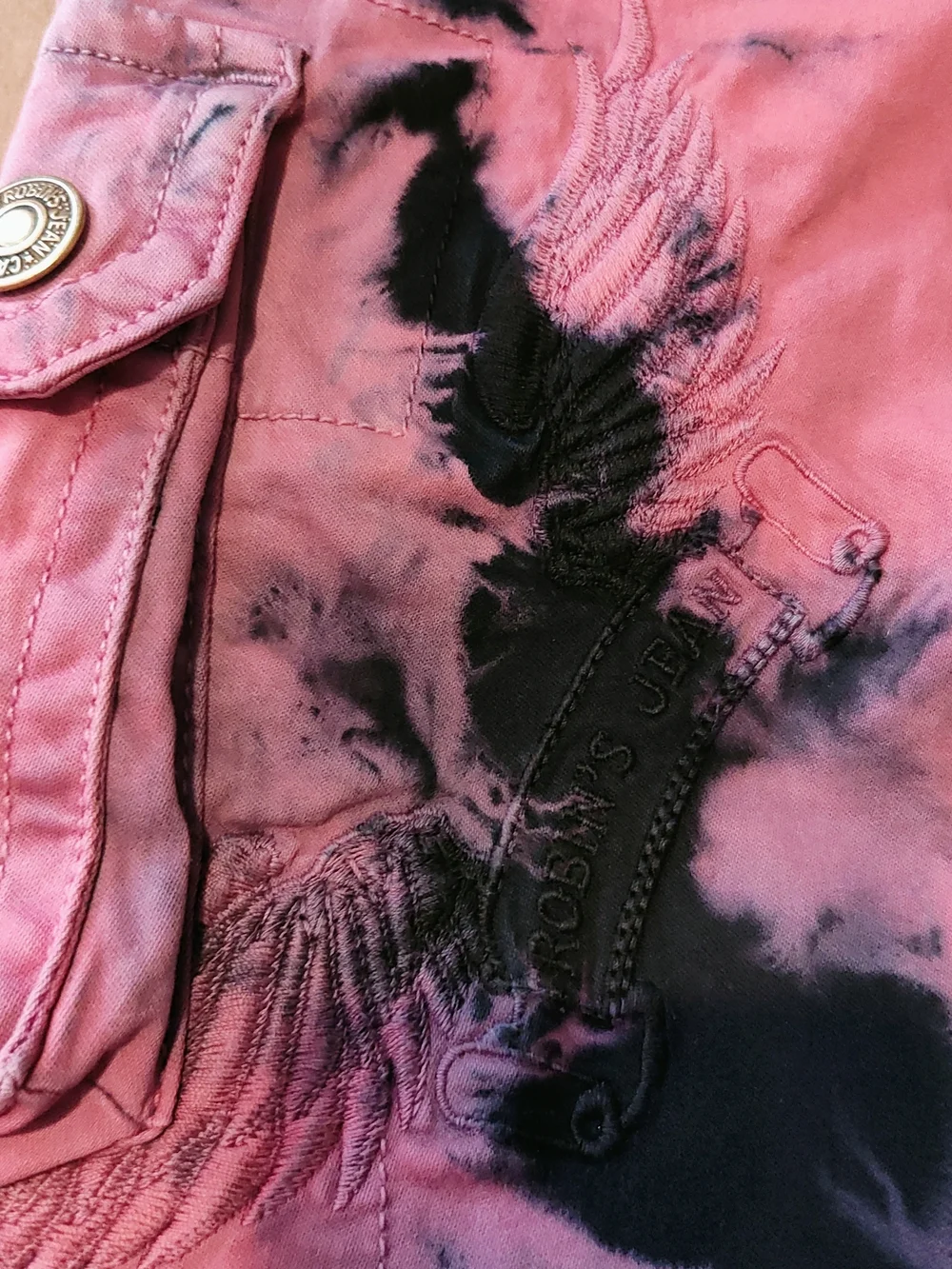 Vintage Rock Revival Pink and Black Tie-Dye Cargo Pants - Picture 5 of 16